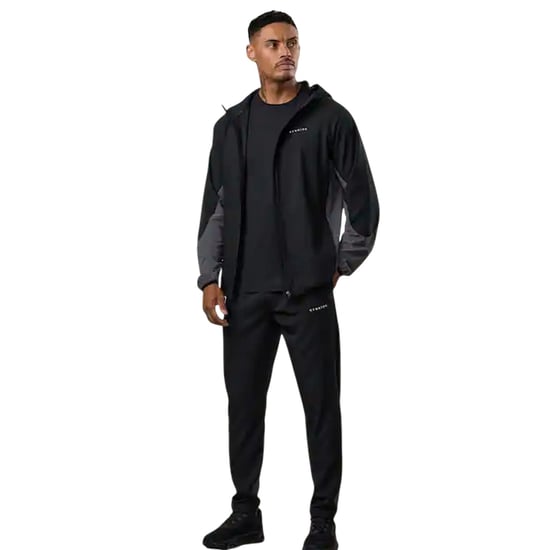 Gym King - Windjacke für Herren, mit Kapuze, Raglanärmel (Schwarz/Graphit) - Image 1