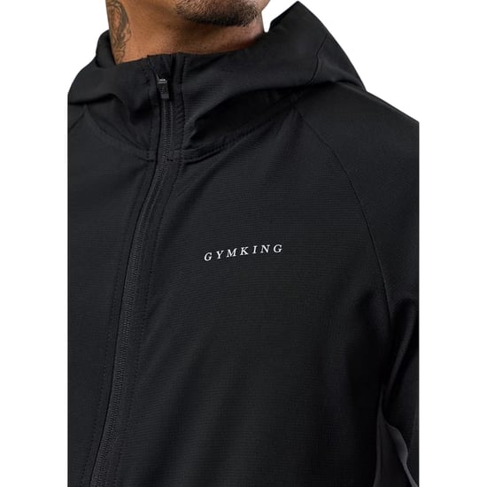 Gym King - Windjacke für Herren, mit Kapuze, Raglanärmel (Schwarz/Graphit) - Image 4