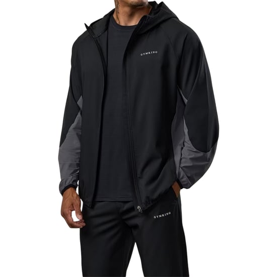 Gym King - Windjacke für Herren, mit Kapuze, Raglanärmel (Schwarz/Graphit) - Image 5
