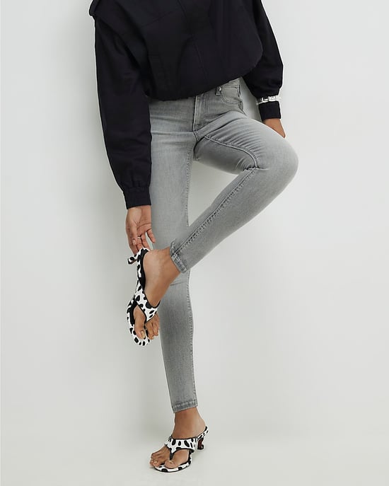 River Island Damen Skinny-Jeans Grau Mid Rise Sculpt mit Reißverschluss und Knopf - Image 2