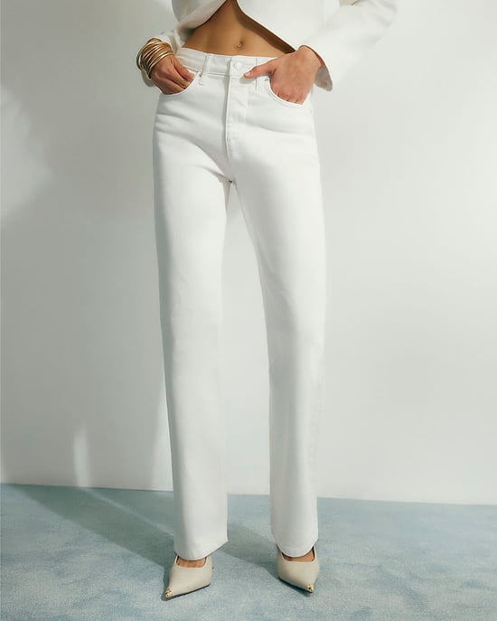 River Island Damenjeans mit geradem Bein, Weiß, Stretch, Reißverschluss und Knopf - Image 1