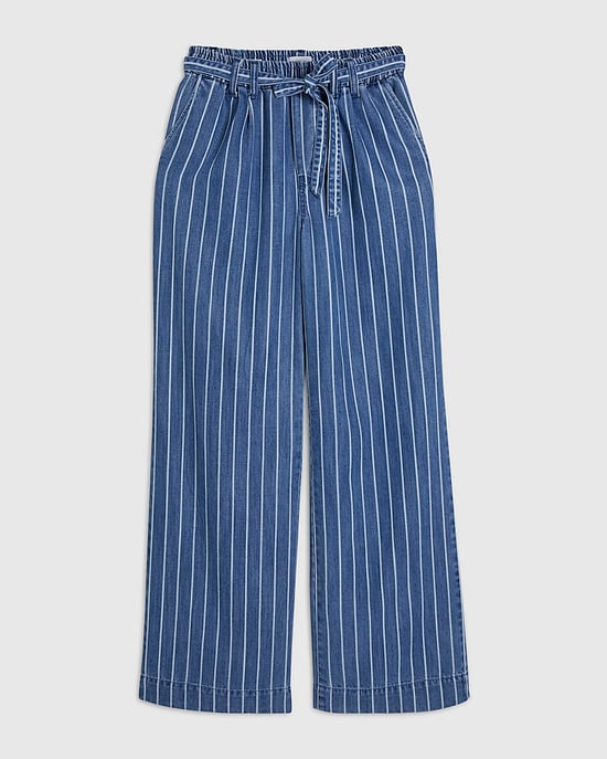 River Island Damen Wide-Leg-Jeans Blau Gestreift Paperbag Mid-Rise - Image 6