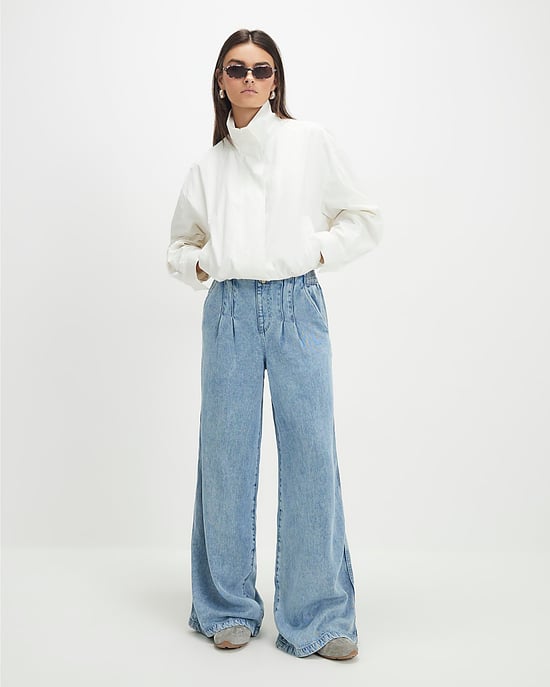 River Island Damenjeans mit weitem Bein, Blau, Elastischer Abnäher vorn - Image 1
