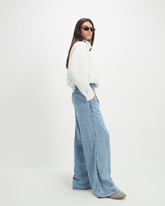 River Island Damenjeans mit weitem Bein, Blau, Elastischer Abnäher vorn - Image 2