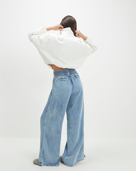 River Island Damenjeans mit weitem Bein, Blau, Elastischer Abnäher vorn - Image 3