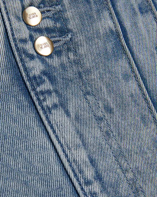 River Island Damenjeans mit weitem Bein, Blau, Elastischer Abnäher vorn - Image 5