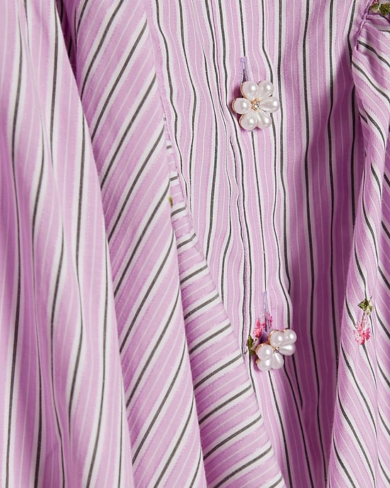 River Island Mädchen-Hemdkleid Lila Gestreift Premium mit Kragen - Image 2