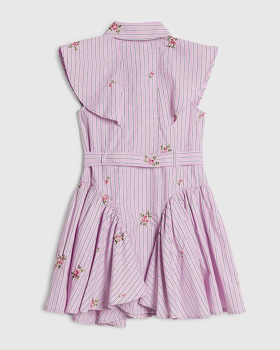 River Island Mädchen-Hemdkleid Lila Gestreift Premium mit Kragen - Image 4