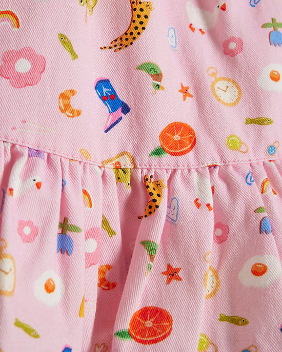 River Island Mini Mädchenkleid Pink Icon Schleife Baumwolle Ärmellos - Image 3