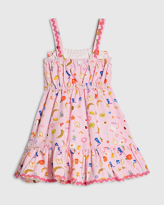 River Island Mini Mädchenkleid Pink Icon Schleife Baumwolle Ärmellos - Image 4
