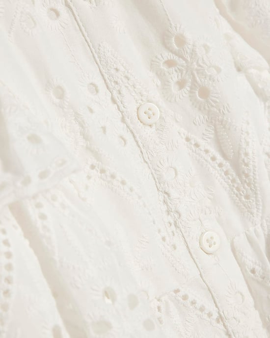 River Island Mini Mädchen-Hemdblusenkleid Weiß Broderie Mit Gürtel Mit Kragen - Image 2