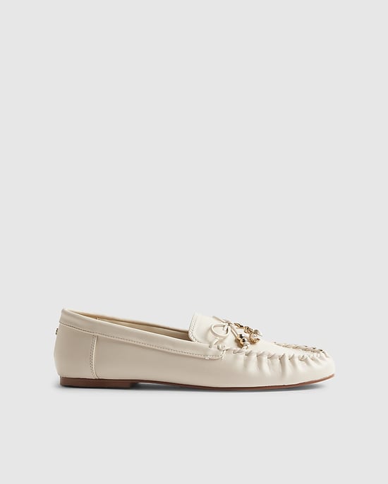 River Island Damen-Loafer Weiß Zierschleife aus Kunstleder - Image 2