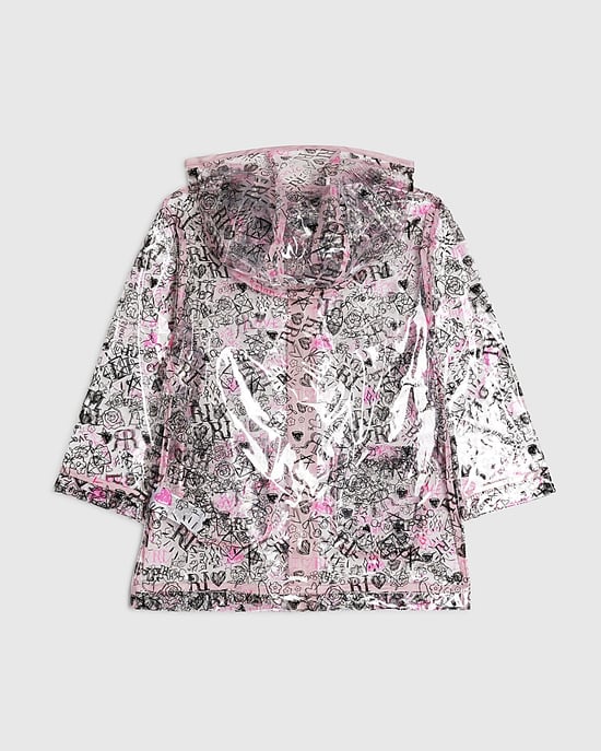 River Island Mini-Mädchen-Regenmantel Schwarz mit Graffiti-Print, Kapuze und Reißverschluss - Image 4