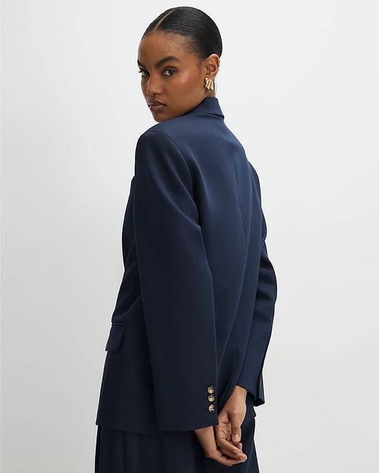 River Island Damenblazer Marineblau Oversize Langarm Knopfverschluss - Image 2