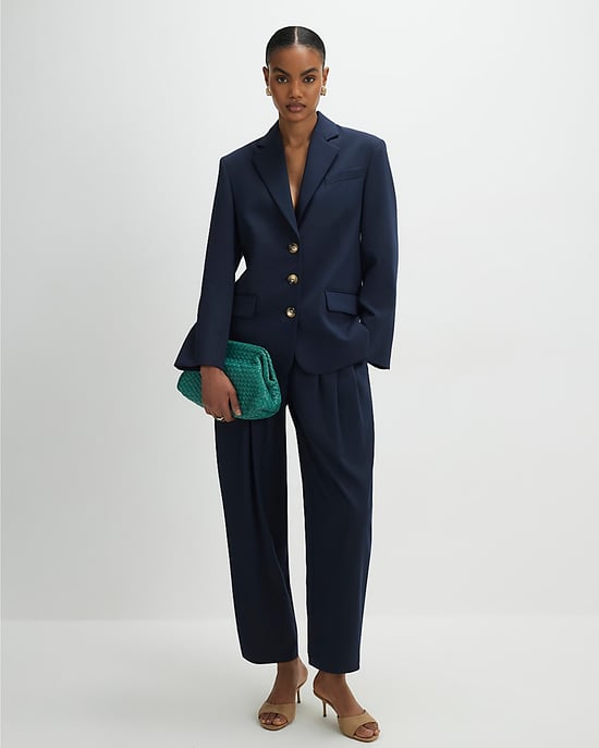 River Island Damenblazer Marineblau Oversize Langarm Knopfverschluss - Image 3