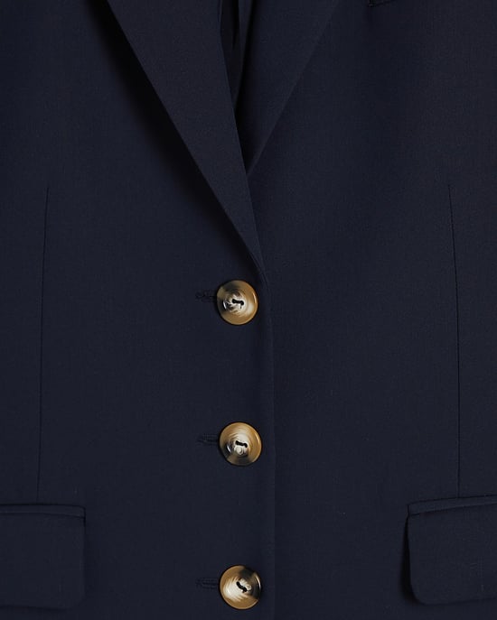 River Island Damenblazer Marineblau Oversize Langarm Knopfverschluss - Image 5