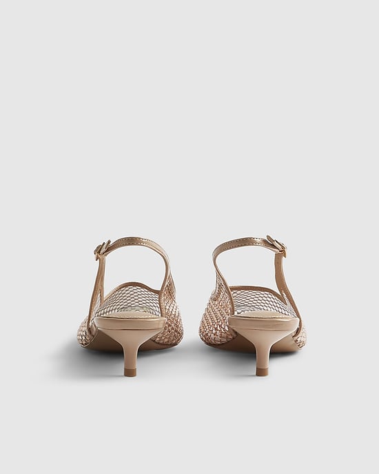 River Island Damen-Pumps mit Absatz Beige Diamanté-Mesh-Slingbacks - Image 3
