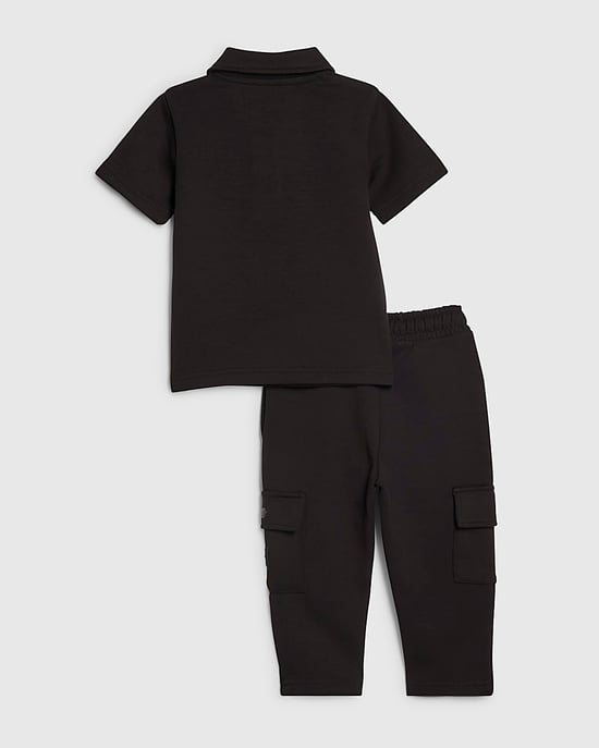 River Island Mini Jungen-Poloshirt- und Shorts-Set Schwarz Luminis 2-teilig - Image 2