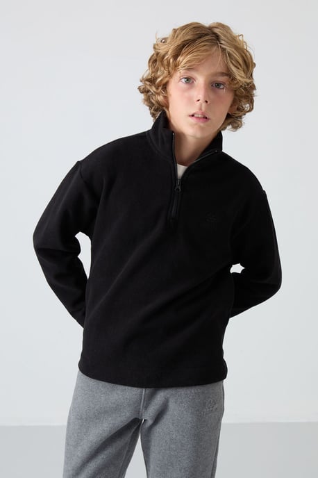 Jugend-Sweatshirt mit halbem Reißverschluss und Stickerei - Image 4