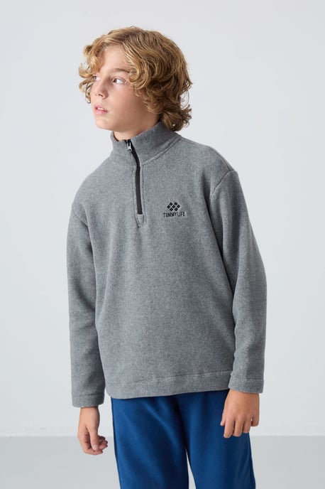 Tommy Life Jugend-Sweatshirt aus Plüsch mit halbem Reißverschluss - Image 4