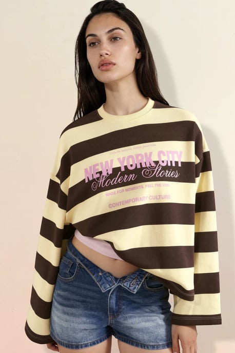 100% Baumwolle Oversize-Sweatshirt mit Streifen - Image 2