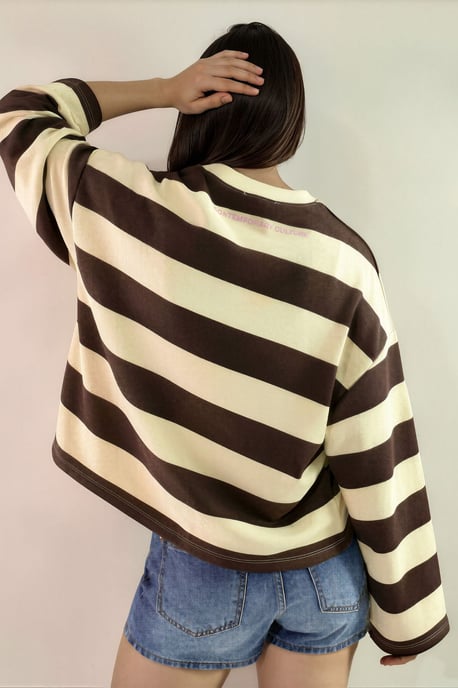 100% Baumwolle Oversize-Sweatshirt mit Streifen - Image 3