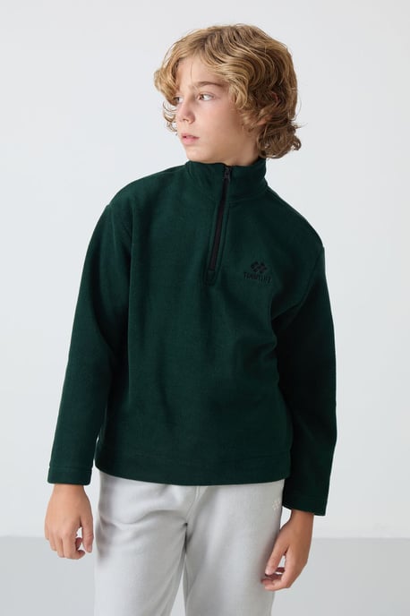 Youth Besticktes Sweatshirt mit halbem Reißverschluss - Image 4