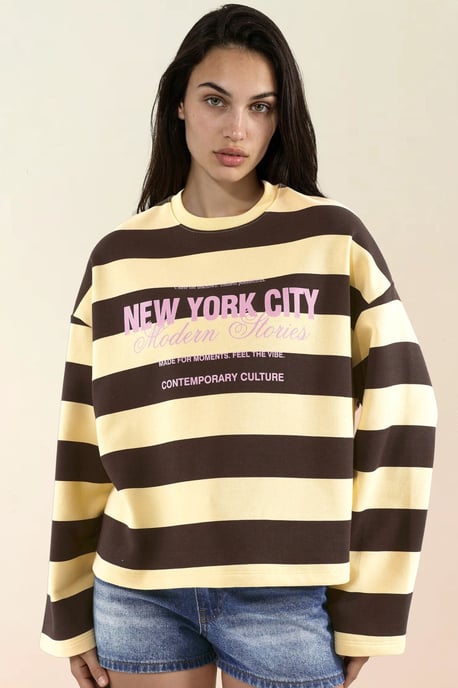 100% Baumwolle Oversize-Sweatshirt mit Streifen - Image 4