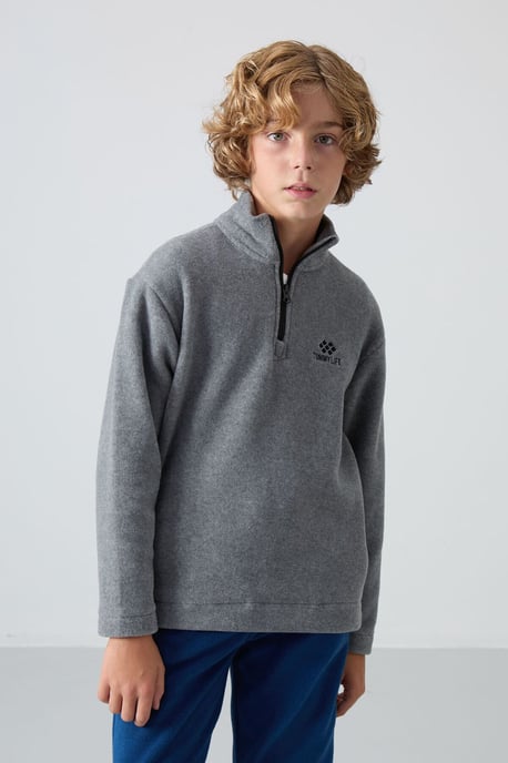 Tommy Life Jugend-Sweatshirt mit halbem Reißverschluss und Stickerei - Image 4