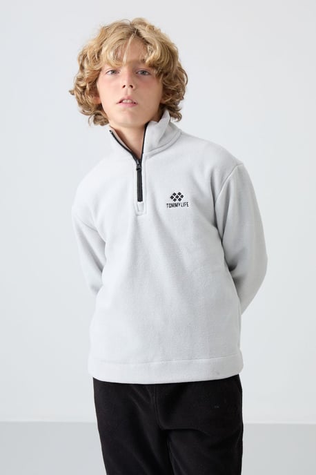 Tommy Life Jugend-Sweatshirt mit halbem Reißverschluss und Stickerei - Image 1