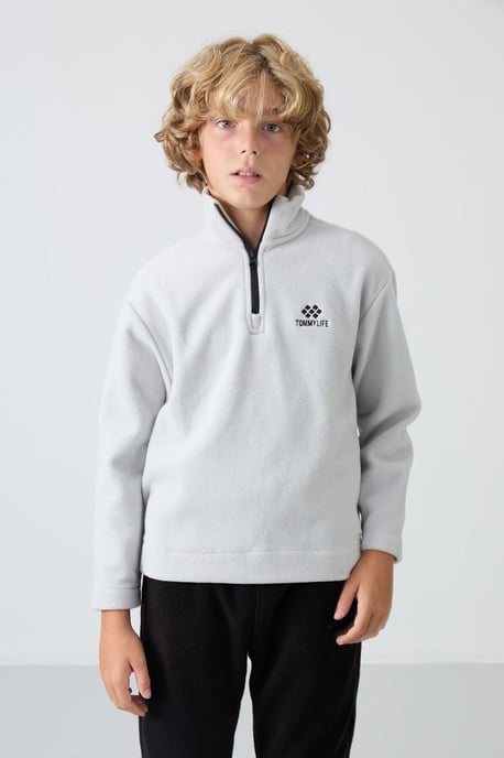 Tommy Life Jugend-Sweatshirt mit halbem Reißverschluss und Stickerei - Image 4