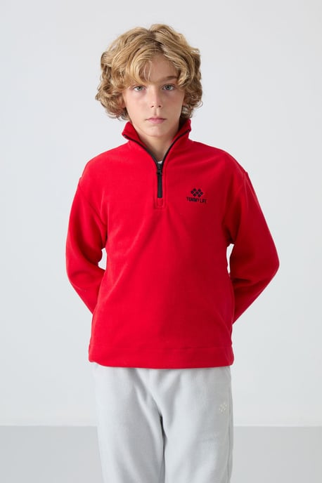 Tommy Life Jugend-Sweatshirt mit halbem Reißverschluss und Stickerei - Image 1
