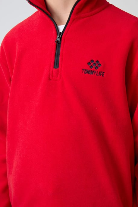 Tommy Life Jugend-Sweatshirt mit halbem Reißverschluss und Stickerei - Image 3