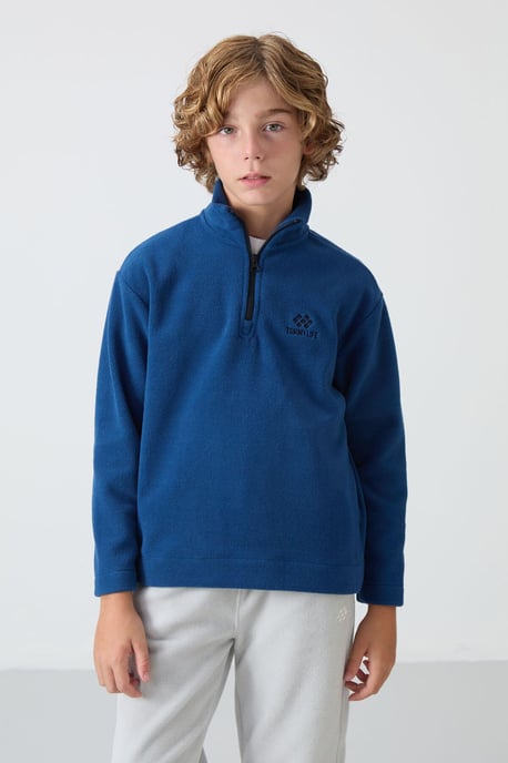 Youth Sweatshirt mit halbem Reißverschluss und Stickerei - Image 1
