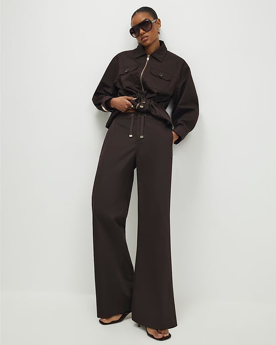 River Island Damenhose Braun Kordelzugbund Reißverschluss Hakenverschluss - Image 2