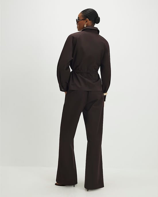 River Island Damenhose Braun Kordelzugbund Reißverschluss Hakenverschluss - Image 3