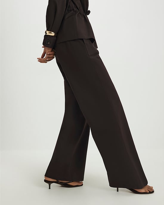 River Island Damenhose Braun Kordelzugbund Reißverschluss Hakenverschluss - Image 4