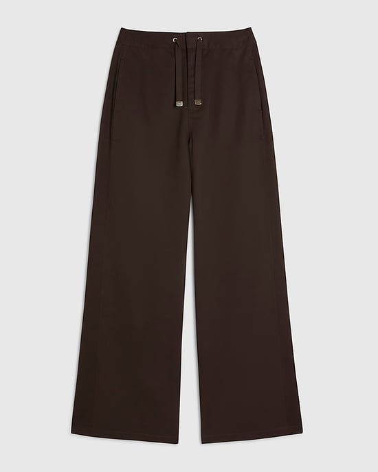 River Island Damenhose Braun Kordelzugbund Reißverschluss Hakenverschluss - Image 6