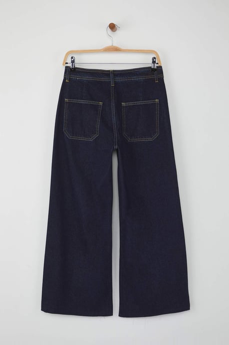 TRENDYOLMİLLA Damen Blau Einfarbig Culotte Normale Taille Jeans - Image 5