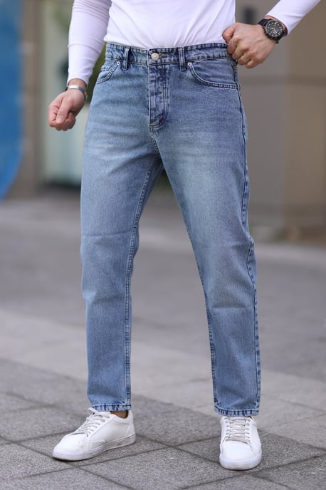 TRENDYOL MAN Herren Dunkelblau Einfarbig Boyfriend Normale Taille Jeans - Image 4