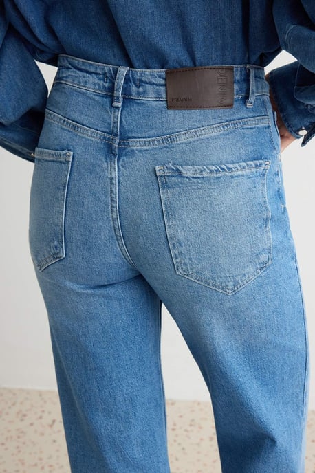 TRENDYOLMİLLA Damen Blau Einfarbig Weites Bein Hohe Taille Jeans - Image 4