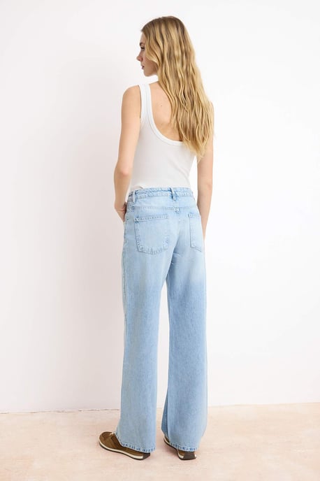 TRENDYOLMİLLA Damen Blau Einfarbig Weites Bein Normale Taille Jeans - Image 5
