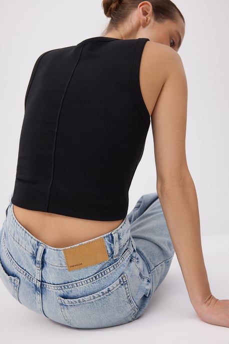 TRENDYOLMİLLA Damen Blau Einfarbig Weites Bein Normale Taille Jeans - Image 2