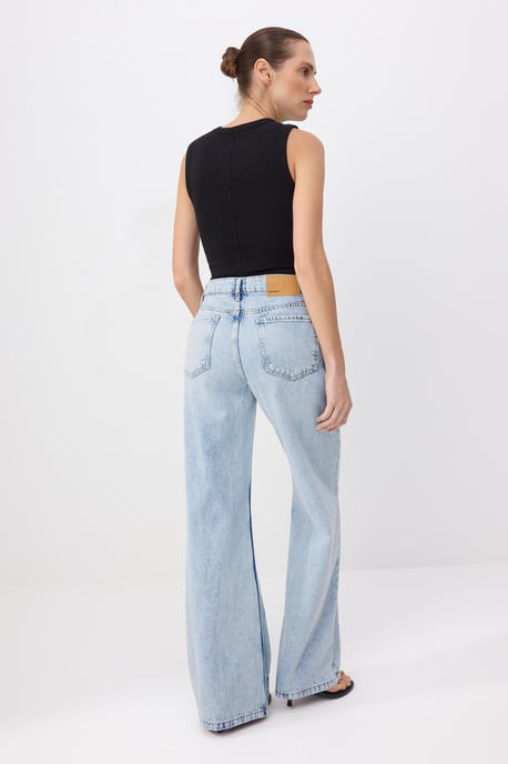 TRENDYOLMİLLA Damen Blau Einfarbig Weites Bein Normale Taille Jeans - Image 5