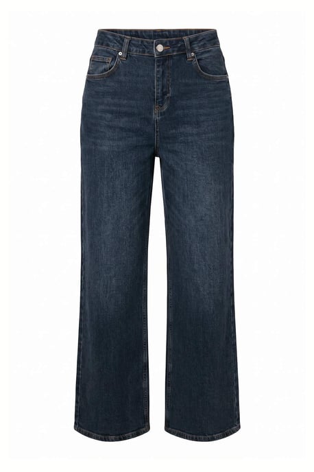 TRENDYOLMİLLA Damen Dunkelblau Einfarbig Weites Bein Hohe Taille Jeans - Image 4