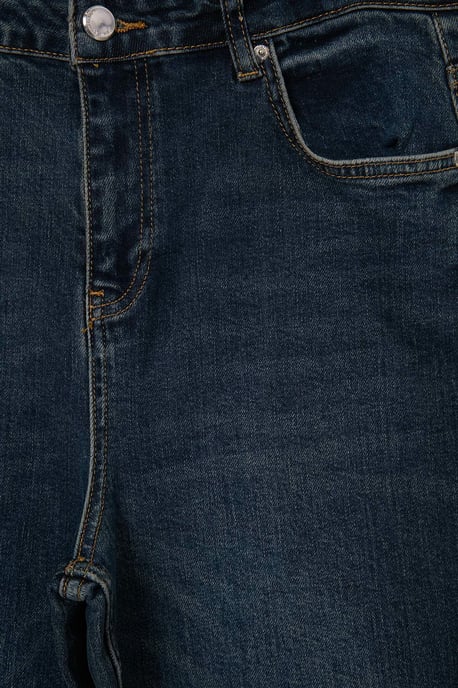 TRENDYOLMİLLA Damen Dunkelblau Einfarbig Weites Bein Hohe Taille Jeans - Image 5