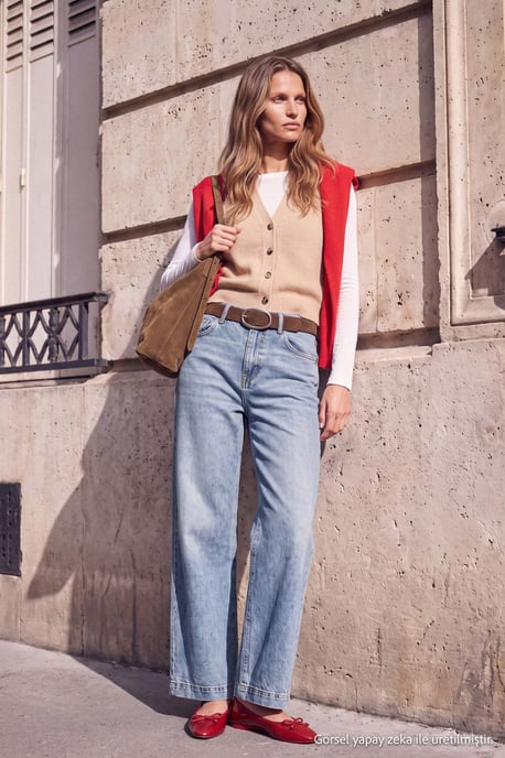 TRENDYOLMİLLA Damen Blau Einfarbig Weites Bein Hohe Taille Jeans - Image 6