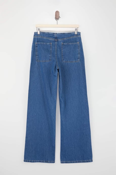 TRENDYOLMİLLA Damen Blau Einfarbig Weites Bein Normale Taille Jeans - Image 5