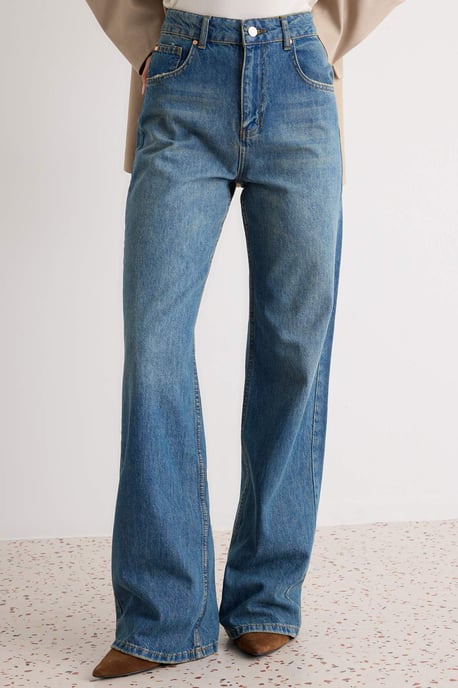 TRENDYOLMİLLA Damen Blau Einfarbig Weites Bein Hohe Taille Jeans - Image 2