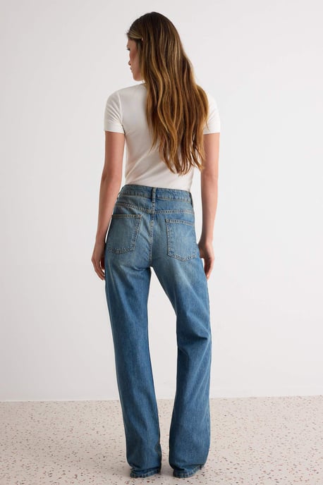 TRENDYOLMİLLA Damen Blau Einfarbig Weites Bein Hohe Taille Jeans - Image 3